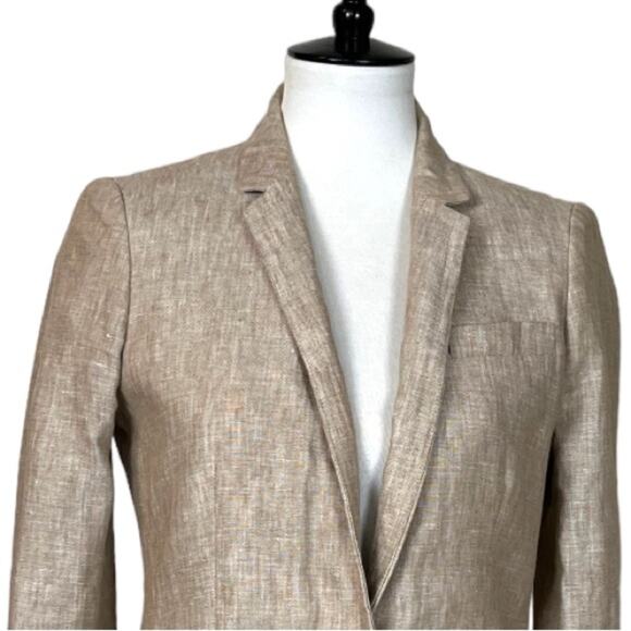 J.Crew Women’s Blazer Linen Schoolboy One Button Slim Lapel Natural Tan Size 6 - Picture 5 of 12